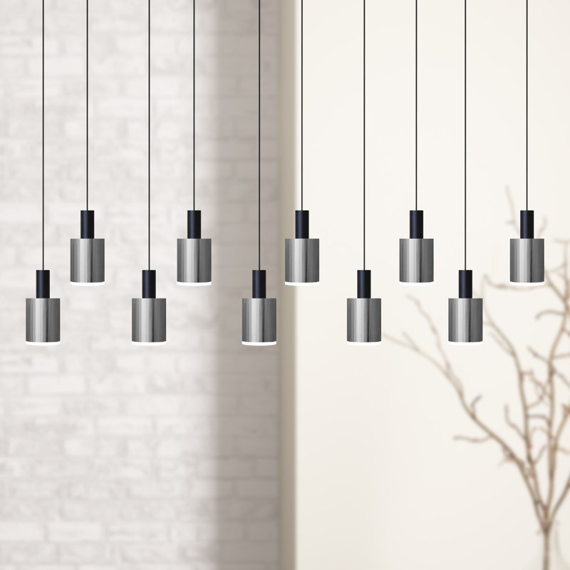 Luminaire suspendu en pot à 10 lumières DEL Essoura, Noir / nickel