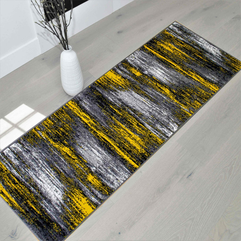Tapis géométrique tissé à la machine, Tapis de couloir 2 pi x 7 pi