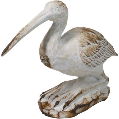 Nautical Marine Roosting Scarlet Ibis Distressed Faux Wood Finish Figurine