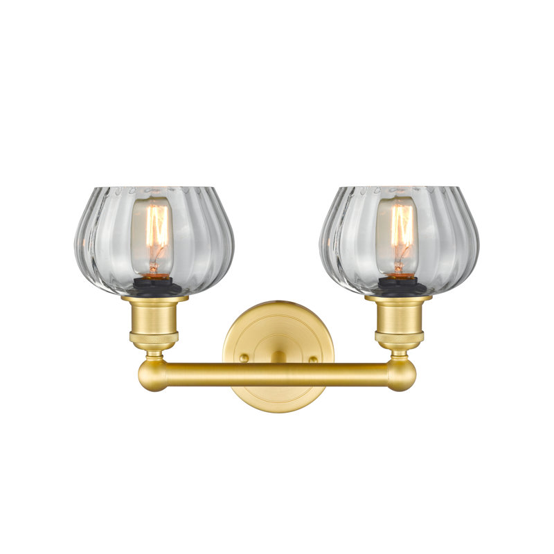 Éclairage pour meuble-lavabo à 2 lumières, Or satiné, Transparent