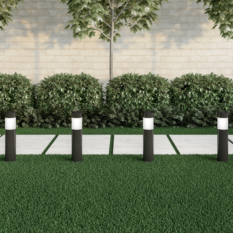 Solar Lights Outdoor Waterproof 6- 15” Stainless Steel Bollard Solar Pathway Lights - Solar Stake Lights Outdoor Solar Lights for Yard, Drive, Path or Landscape Lighting by Pure Garden