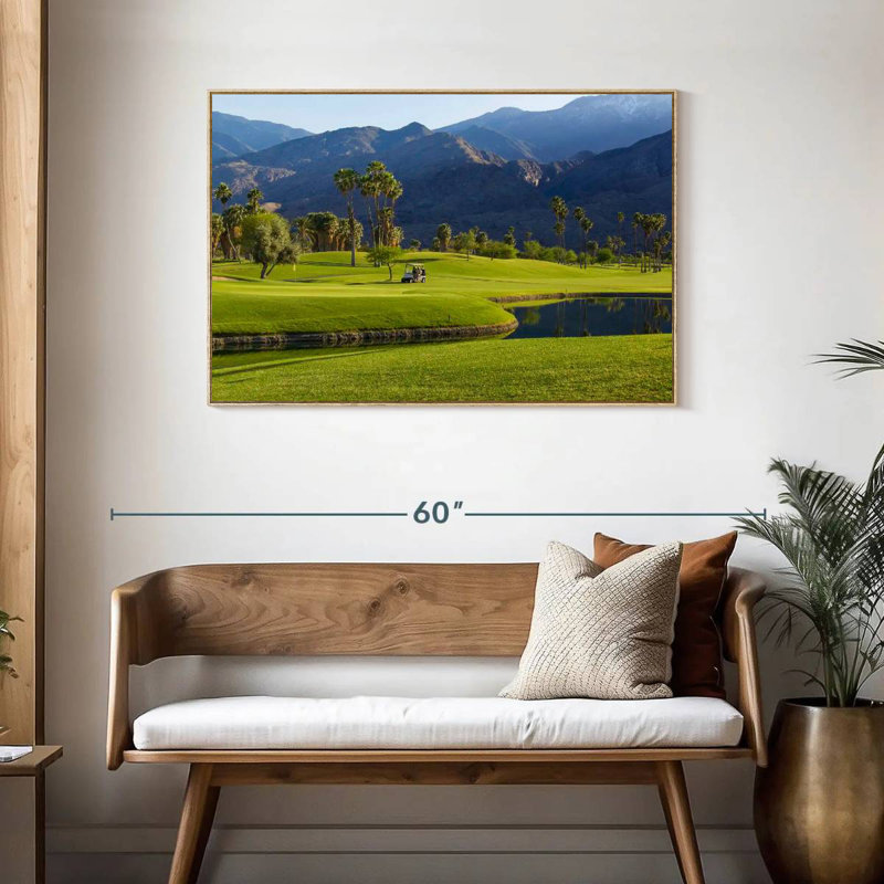 Palm Springs Golf Course, 43 po x 29 po, Cadre flottant en bois naturel