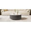 Table basse ronde moderne mobile avec roulettes, 2 tiroirs, plateau en pierre frittée à motif marbré, gris, 29,5 po-1146288782