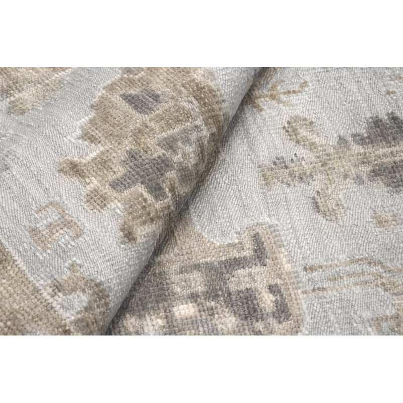 Tapis beige / crème Oushak, Rectangle 12 pi 1 po x 14 pi 11 po