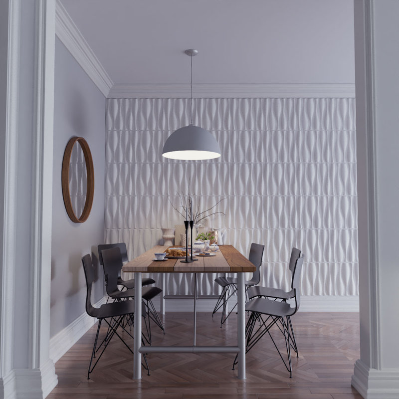 Fairfax White Textured 3D PVC Wall Panels, Set of 20
