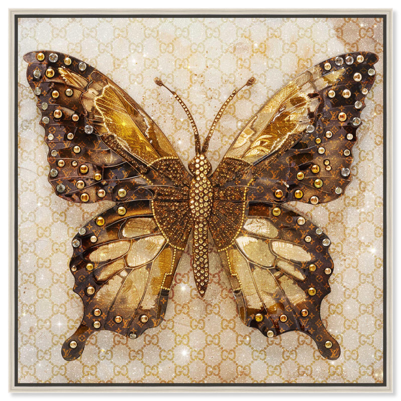 «Glittering Elegant Butterfly» par Art Remedy, H 13 po x l 13 po, Noir, Cadre flottant