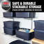 Boîtes de rangement Rubbermaid Roughneck 10 gallons avec couvercles, paquet de 8, indigo foncé métallique