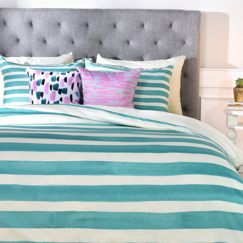 Rebecca Allen Polyester Striped Duvet Cover, Queen Duvet Cover + 2 Standard Shams