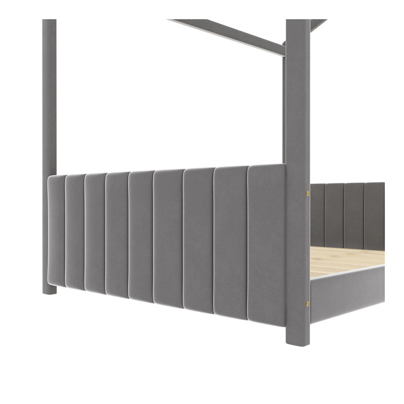 Lit double en velours pour lit double, gris, Lit double
