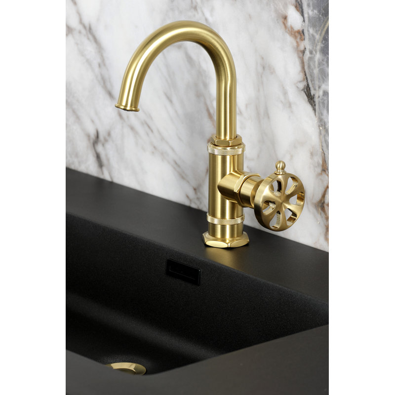 Kingston Brass Belknap Single-Handle 1-Hole Deck Mount Bathroom Faucet, Brushed Brass