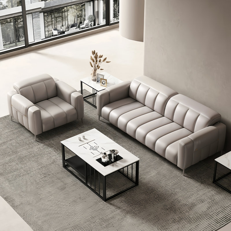 Combinaison de canapé simple gris moderne, Faux cuir