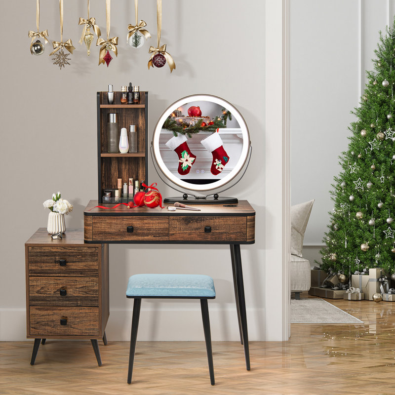 Coiffeuse Keiraleigh, Brun / blanc
