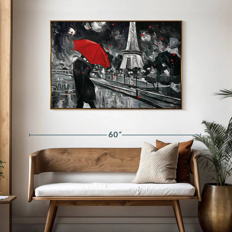Paris Night Couple Pop, 46 po x 31 po, Cadre flottant doré