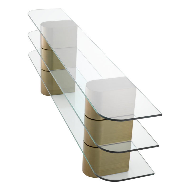 Console Table Lunden Brushed Brass Finish - 2 Blocks