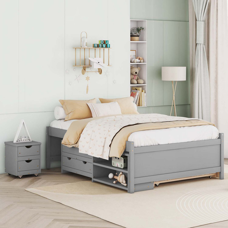 Lit plateforme avec rangement Overbay, gris