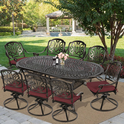 Oval 8 - Person 84'' Long Dining Set with Cushions