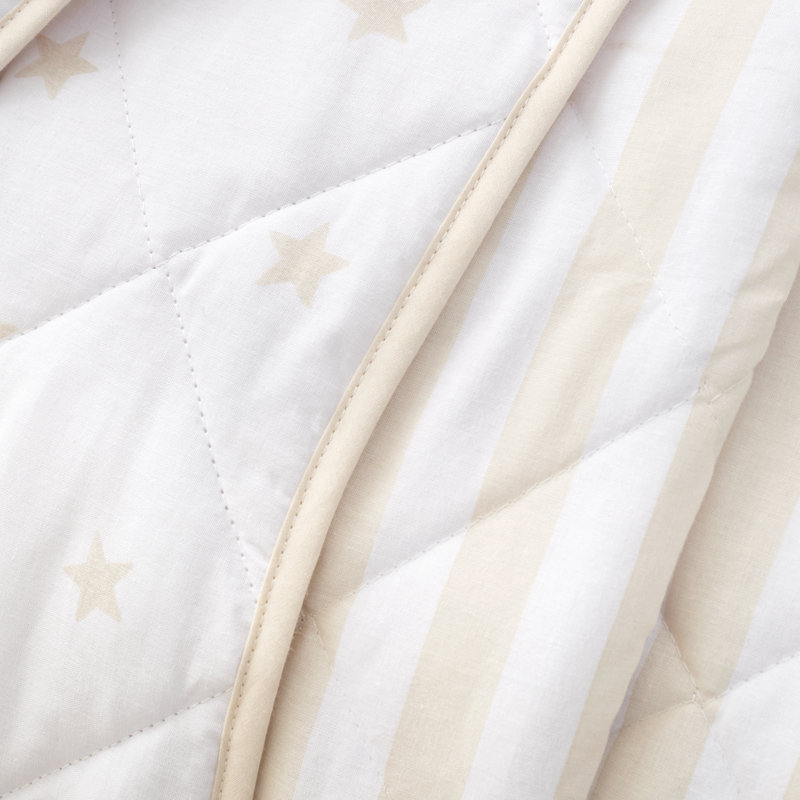 Mini Star & Stripes Cotton Reversible Bedspread, Natural
