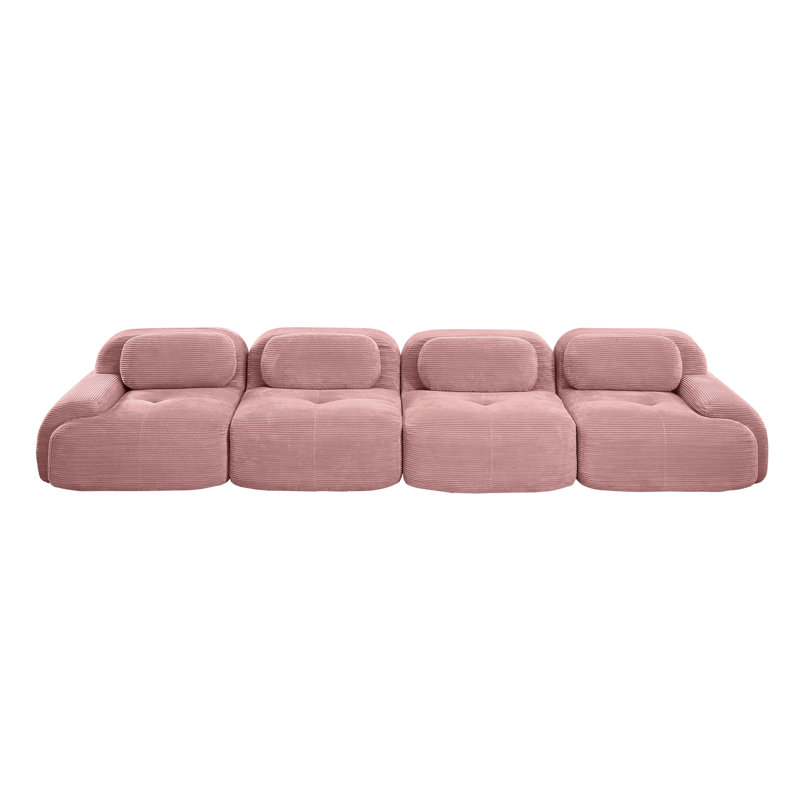 4 coussins en velours côtelé rose avec tissu, éponge haute densité 32D, pour une ambiance confortable dans la chambre.