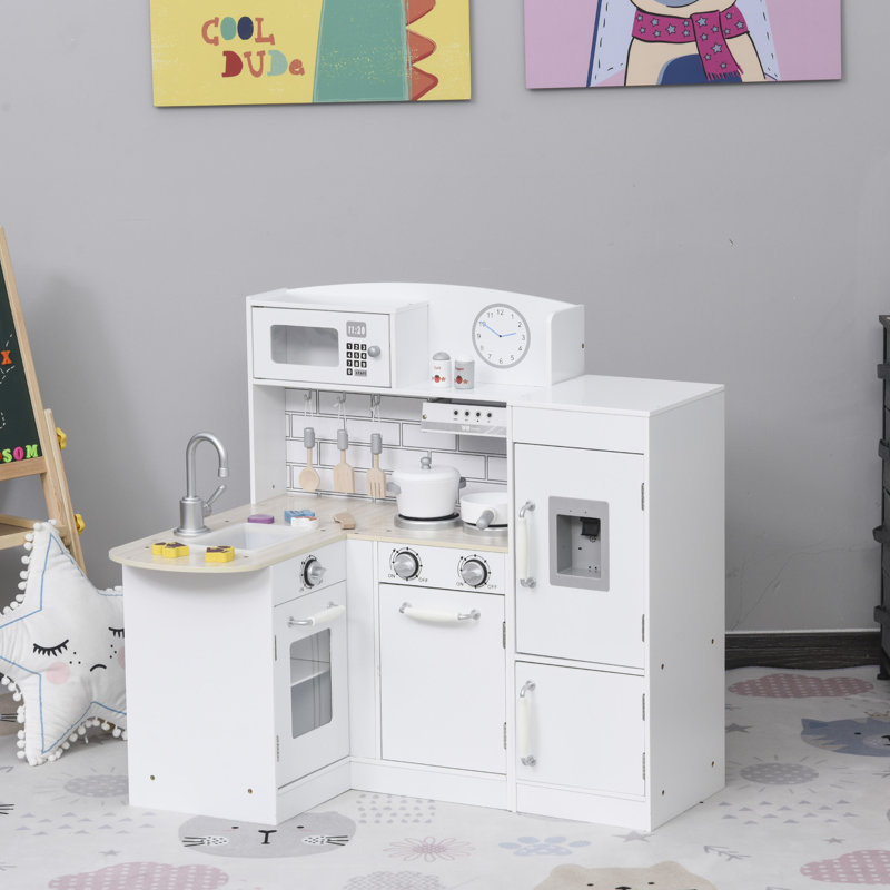 Kids Cooking Toy Kitchen Set, White