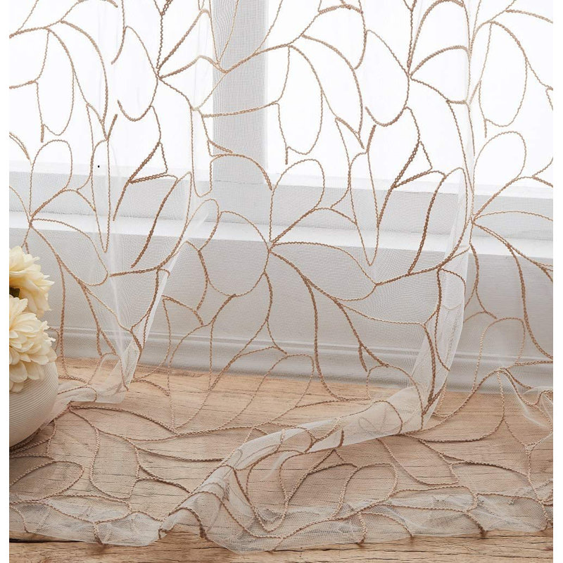 Wander Sheer Double Curtain Panel Pair, Linen, 30" W x 45" L