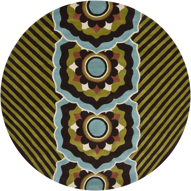 Wool Floral Indoor Rug, Round 7'9"