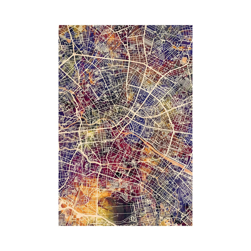 Berlin Germany City Map II by Michael Tompsett - 1 Piece Wrapped Canvas Wall Art, 30.48 cm H x 45.72 cm W