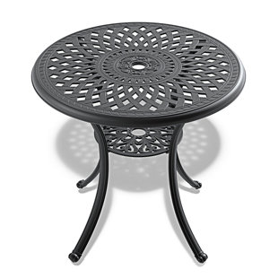 Cast Aluminum Patio Dining Table, Outdoor Table With A Umbrella Hole