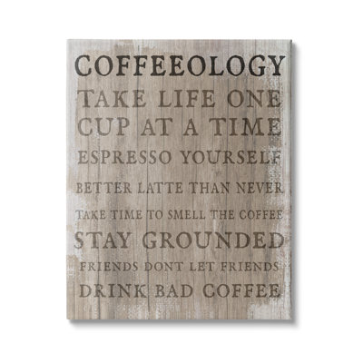 «Rustic Coffeeology Sign», Espresso, Positif, Expressions, Drink Puns, toile tendue XXL par Daphne Polselli