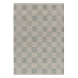Scandinavian Wool Geometric Area Rug in White, Blue