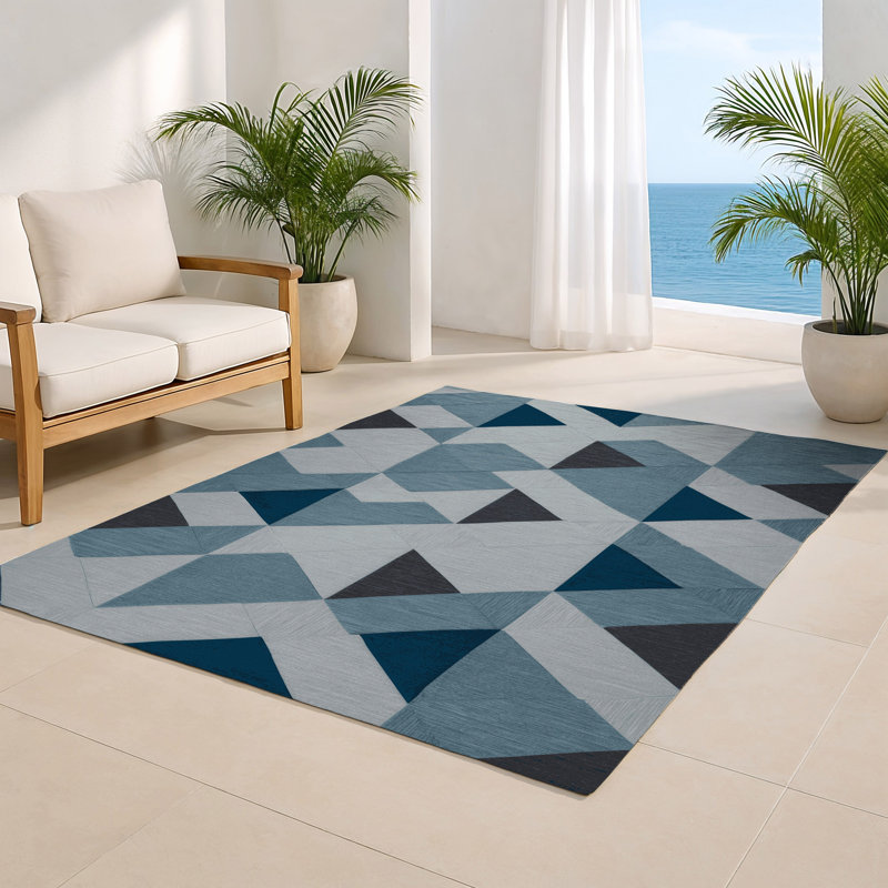 Tapis d'intérieur et d'extérieur à carreaux gris, Rectangulaire 3 pi x 5 pi