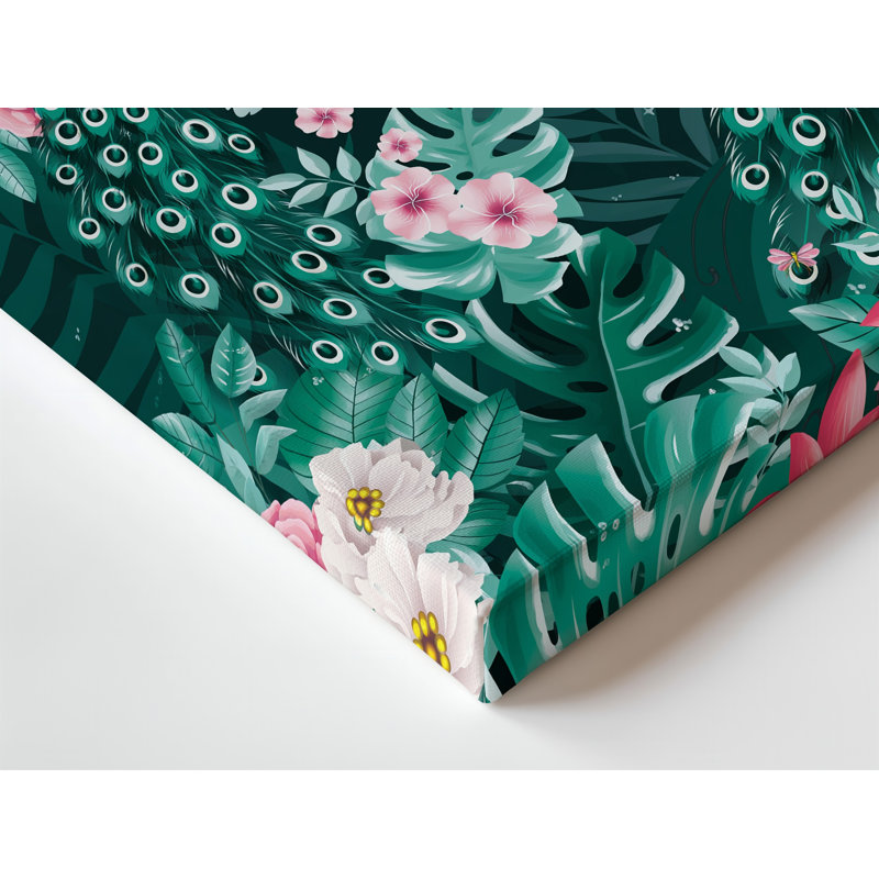 Reproduction d'art sur toile, "Peacocks Vibrant", H 40 po x l 30 po