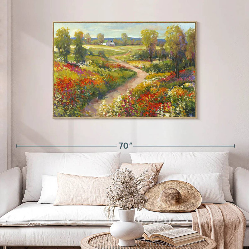 Promenade matinale II, Cadre flottant en bois naturel, 46 po x 31 po