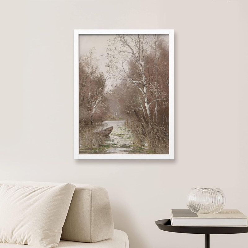 Hiver, automne, arbre, forêt pastel, impression d'art mural, paysage naturel, décoration murale encadrée sur papier, Blanc