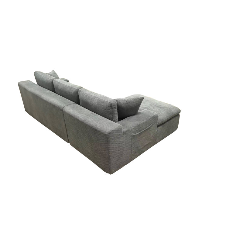 Jimmidd Full Compressed Sectional, Left Hand Facing, Light Gray