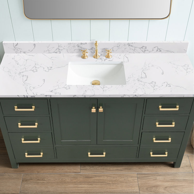 60'' Engineered Stone Double Bathroom Vanity Top with Sink