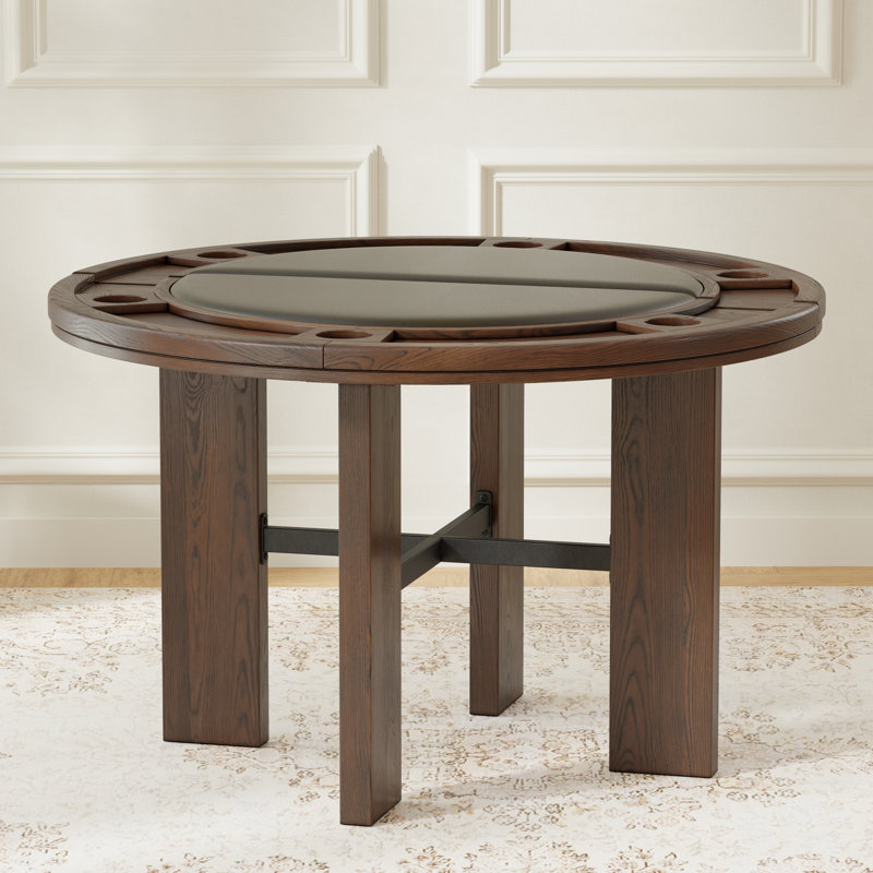 Georgio 48" Foldable Dining and Poker Game Table in Walnut, Black