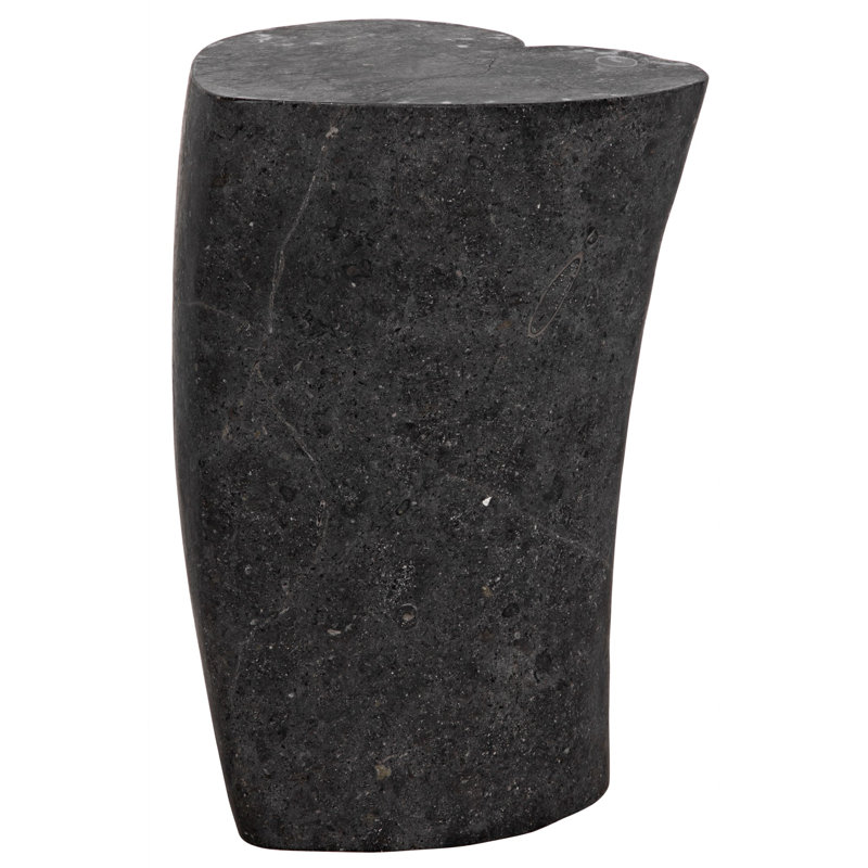 Noir Heart 18" Geometric Black Marble Block End Table
