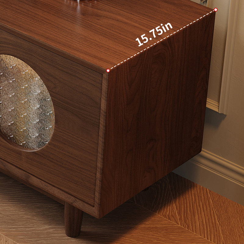 Meuble télé en bois de noyer de style français rétro, H 22,44 po x L 59,05 po x l 15,75 po, Brun