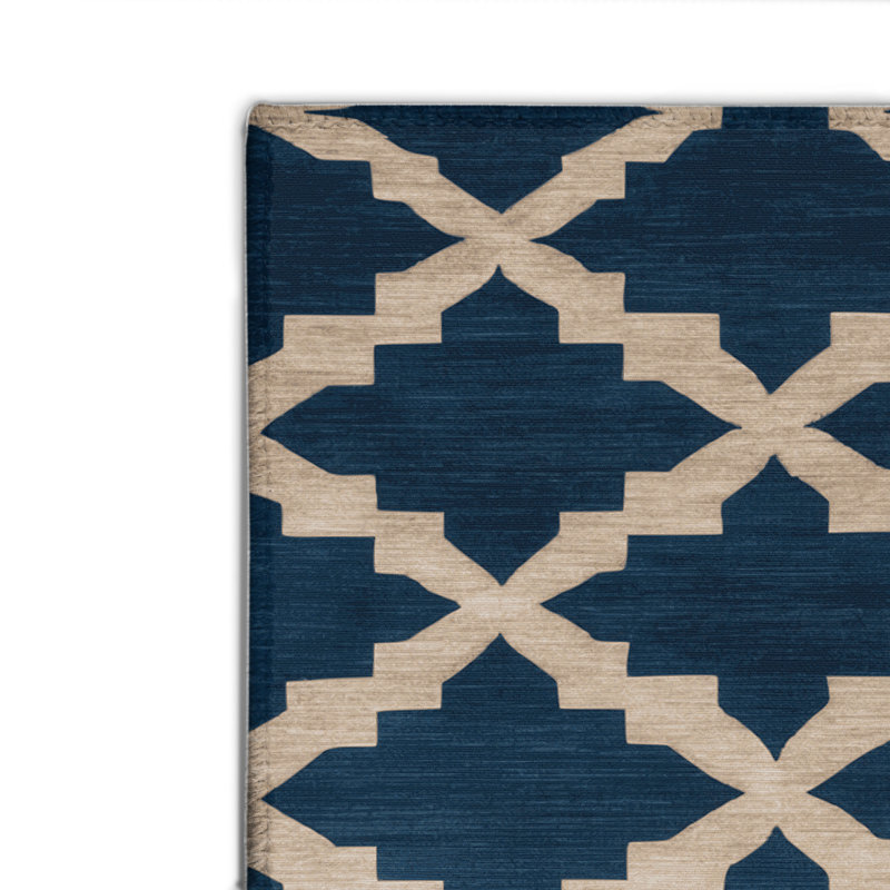 Tapis bleu intérieur et extérieur Trellis, Rectangulaire 2 pi x 3 pi