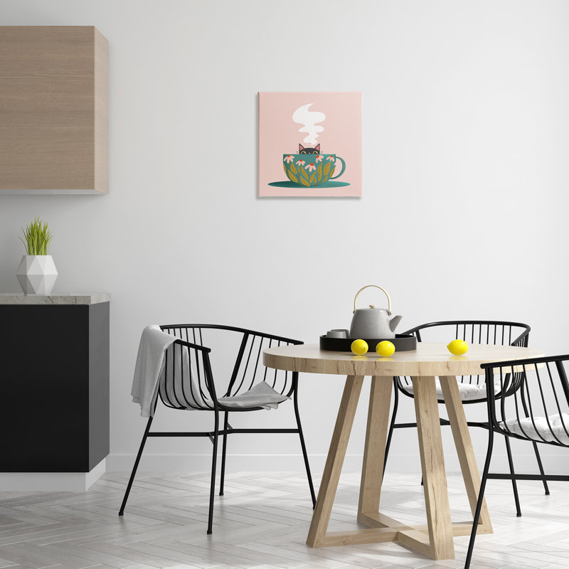 «Cat Peeking Over Teacup Canvas» par Sarah Hickman, H 17 po x l 17 po