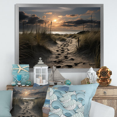 Photo de plage empreintes de pas dans I - impression