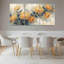 Ensemble de 3 tableaux muraux sur toile tendue, motif chrysanthèmes, pour la décoration du salon et de la chambre.-2035374144