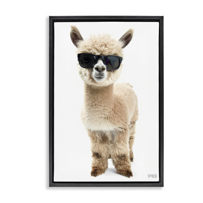 Cool Alpaca & Glasses Framed Floater Canvas by Roozbeh Bahramali