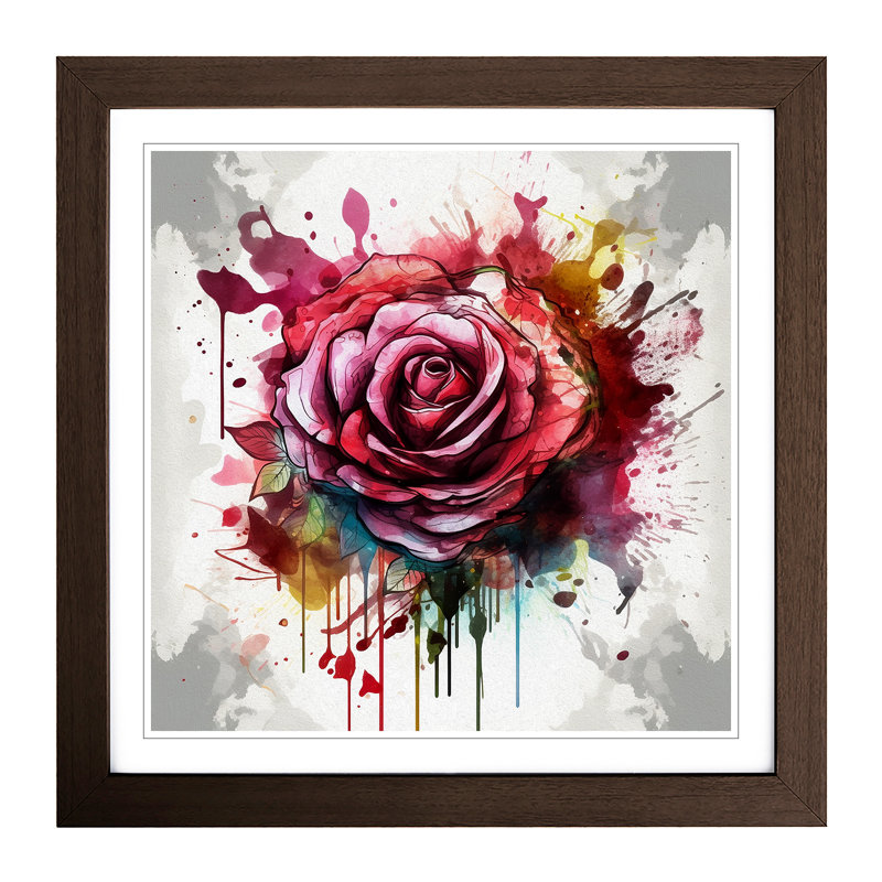 Rose - Single Picture Frame Print on Wood, Walnut