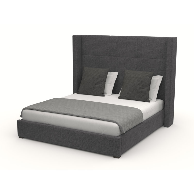 Lit tapissier standard Esparto, Revolution® gris anthracite, Très grand lit taille mi-haute