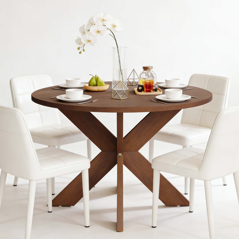 Table de salle à manger ronde de style campagne moderne, cerisier