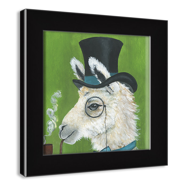 Lama et tuyau, art encadré, H 10 po x l 10 po x P 0,625 po, Cadre noir