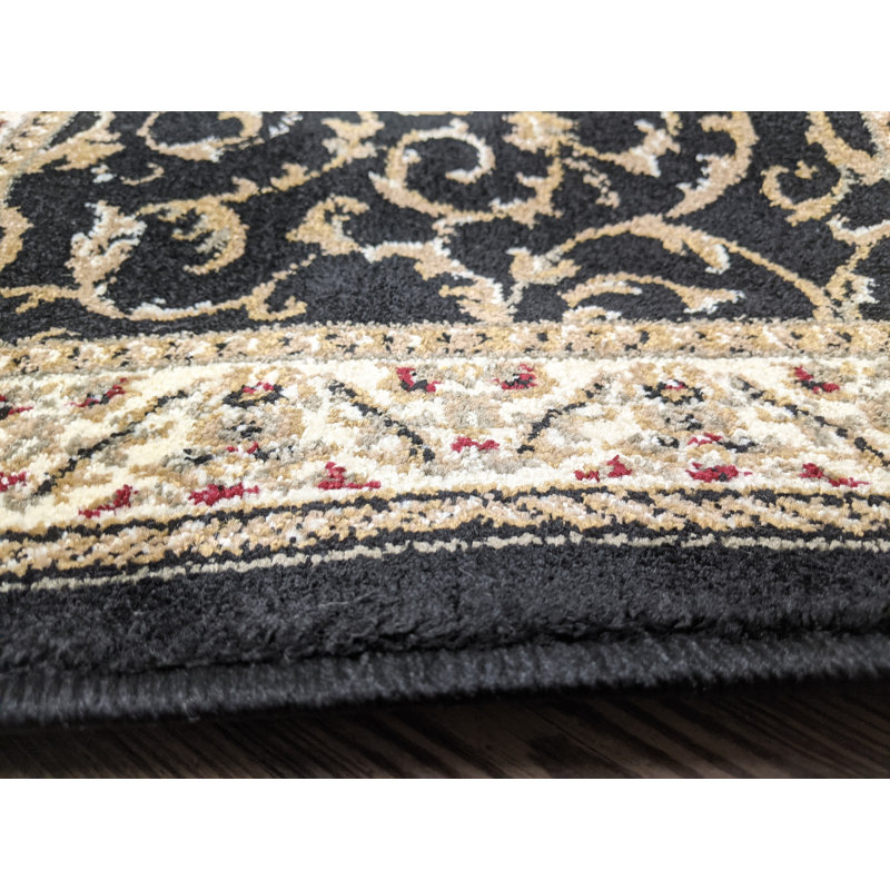Tapis noir traditionnel Weisgerber 1599, Rond 8 pi