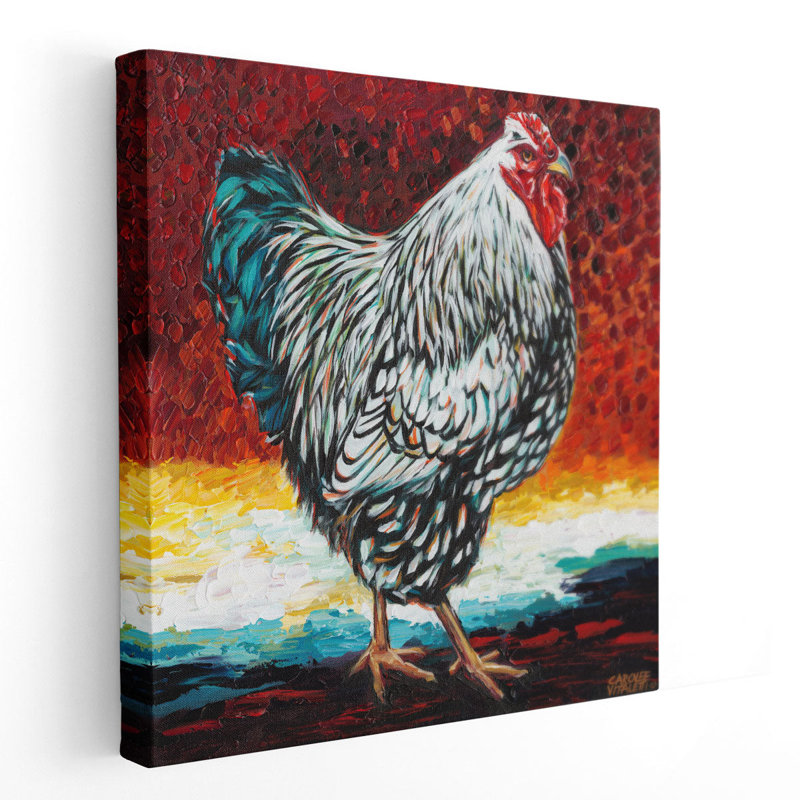 Fancy Chicken I - reproduction d'art sur toile, H 16 po x l 16 po
