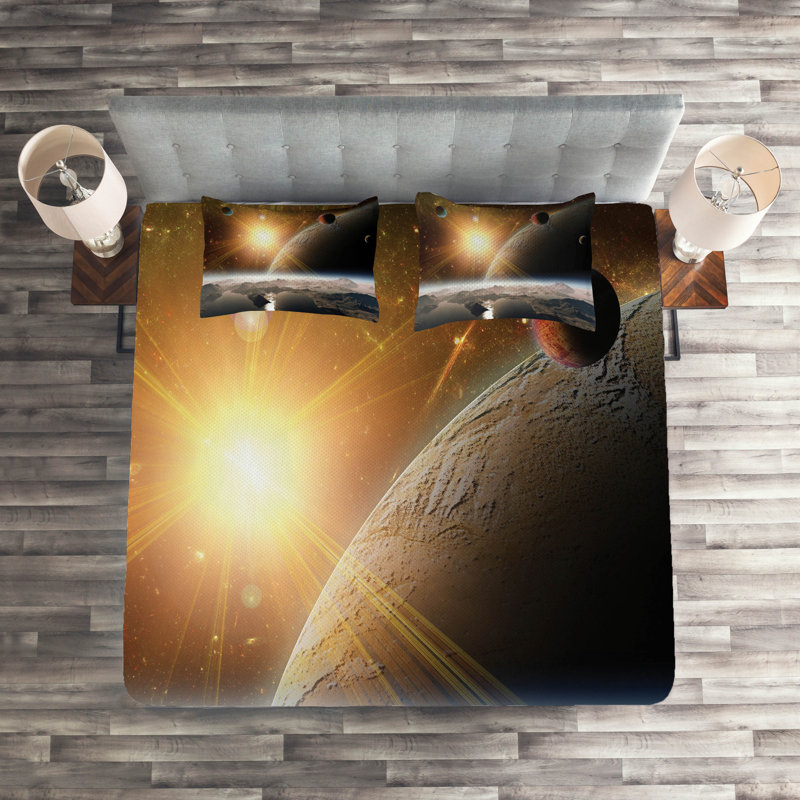 Outer Space Modern & Contemporary Polyester Coverlet, King Bedspread + 2 Shams